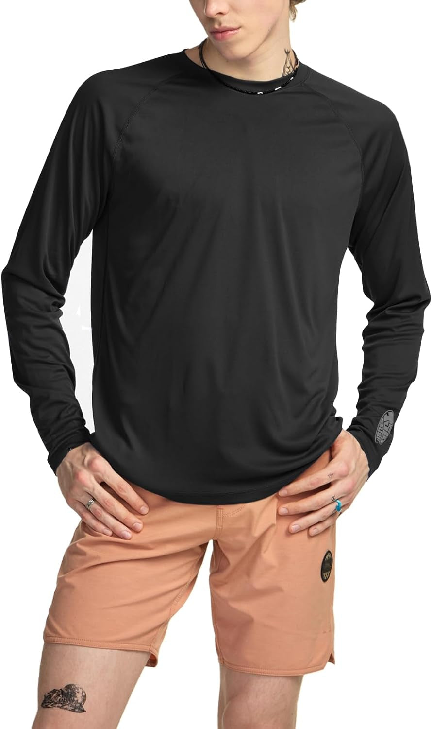 Men'S Rashguard Swim Shirts, UPF 50+ Cool Running Workout Loose-Fit Long Sleeve