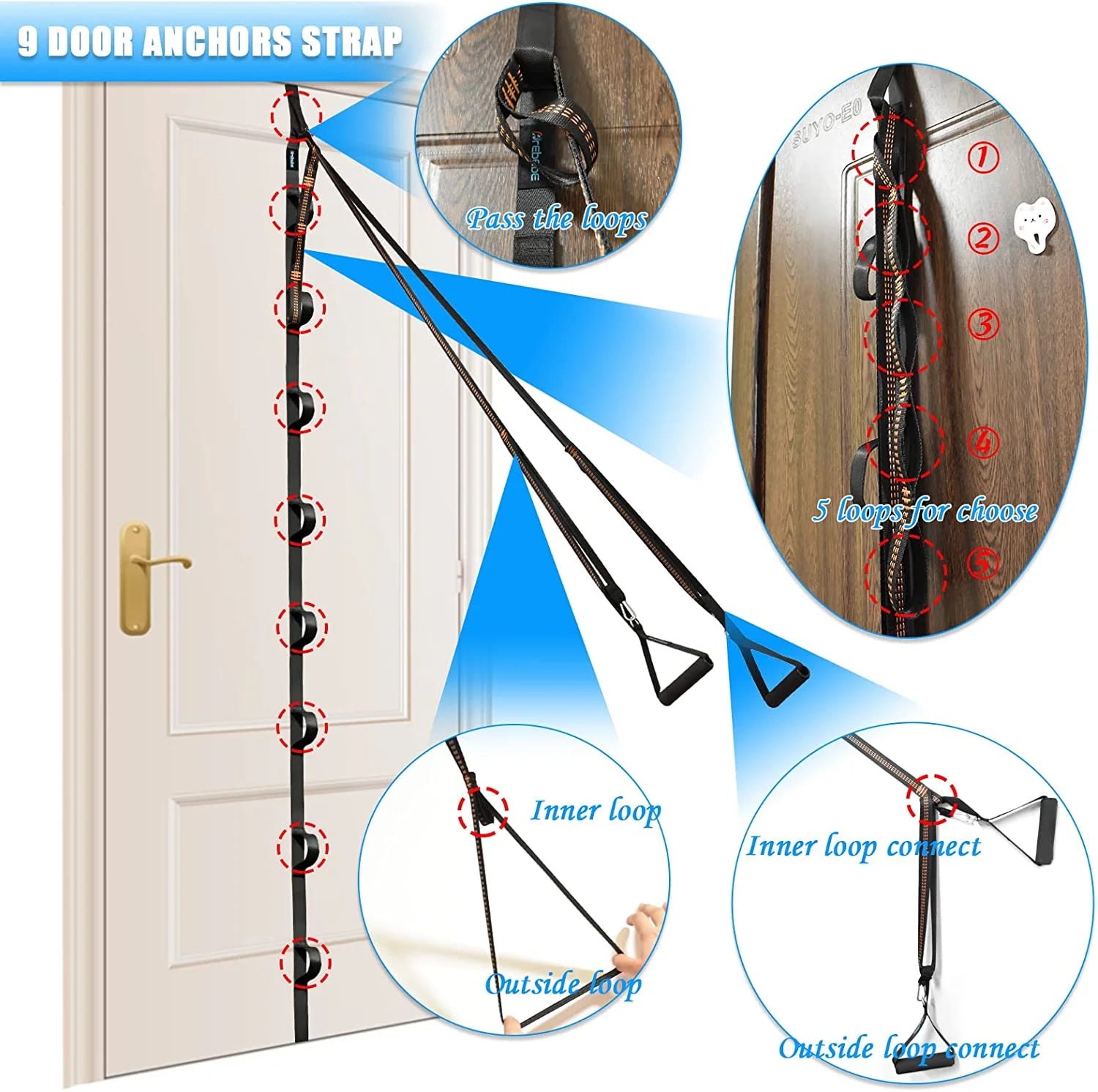 Level Up Your Home Workouts with Our Punching-Free Nylon Door Anchor Strap for Resistance Bands! 💪🏡 #HomeGym #FitnessGoals