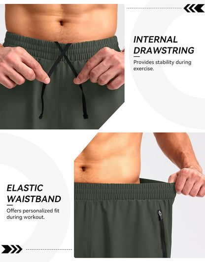 Men'S Workout Running Shorts 7"/5"/9" Lightweight Gym Athletic Shorts for Men with Zipper Pockets