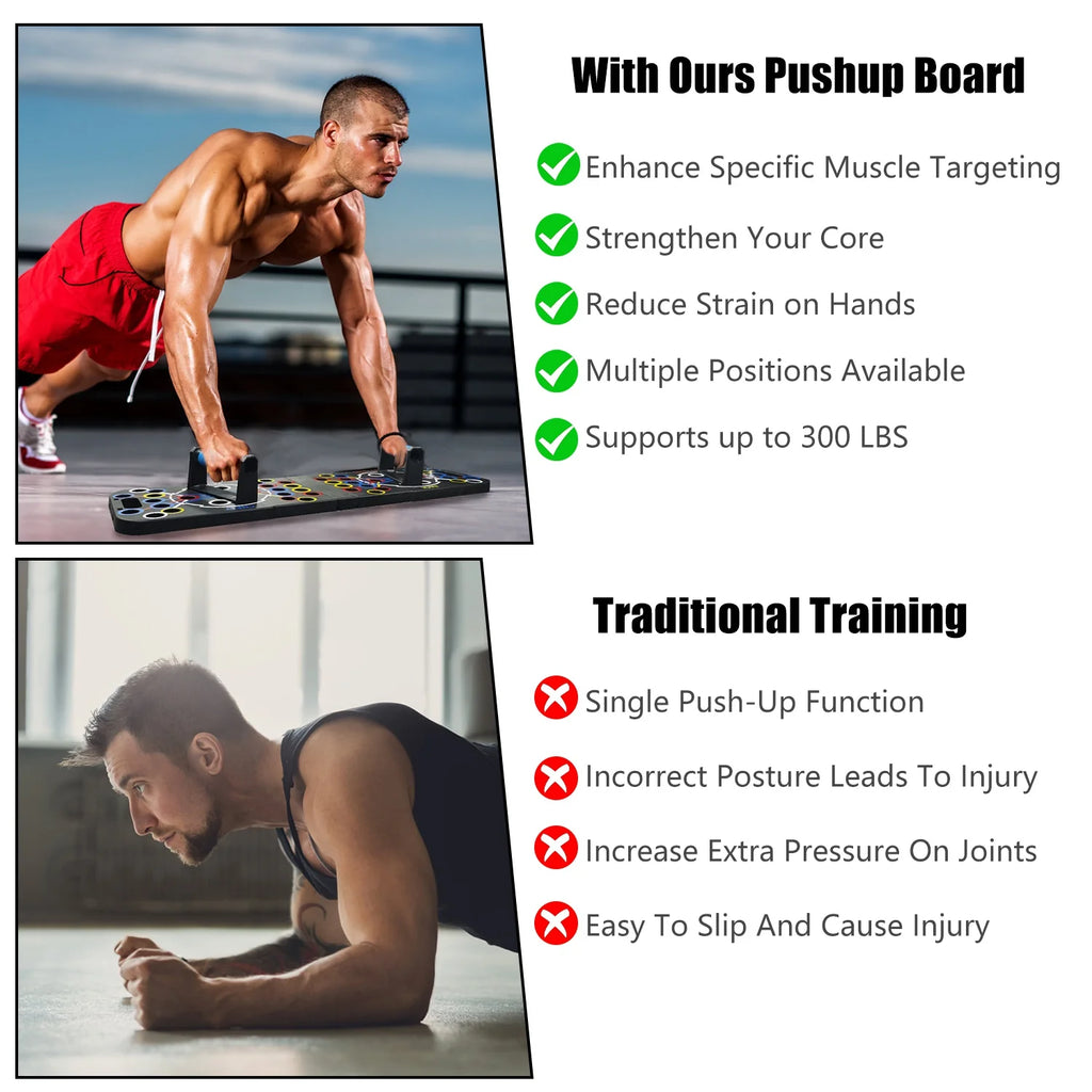 Multifunctional Push up Board Home Strength Training Equipment with 15 Fitness Accessories Pilates Bar Resistance Band Roller Wheel Full Body Workout Home Gym Equipment