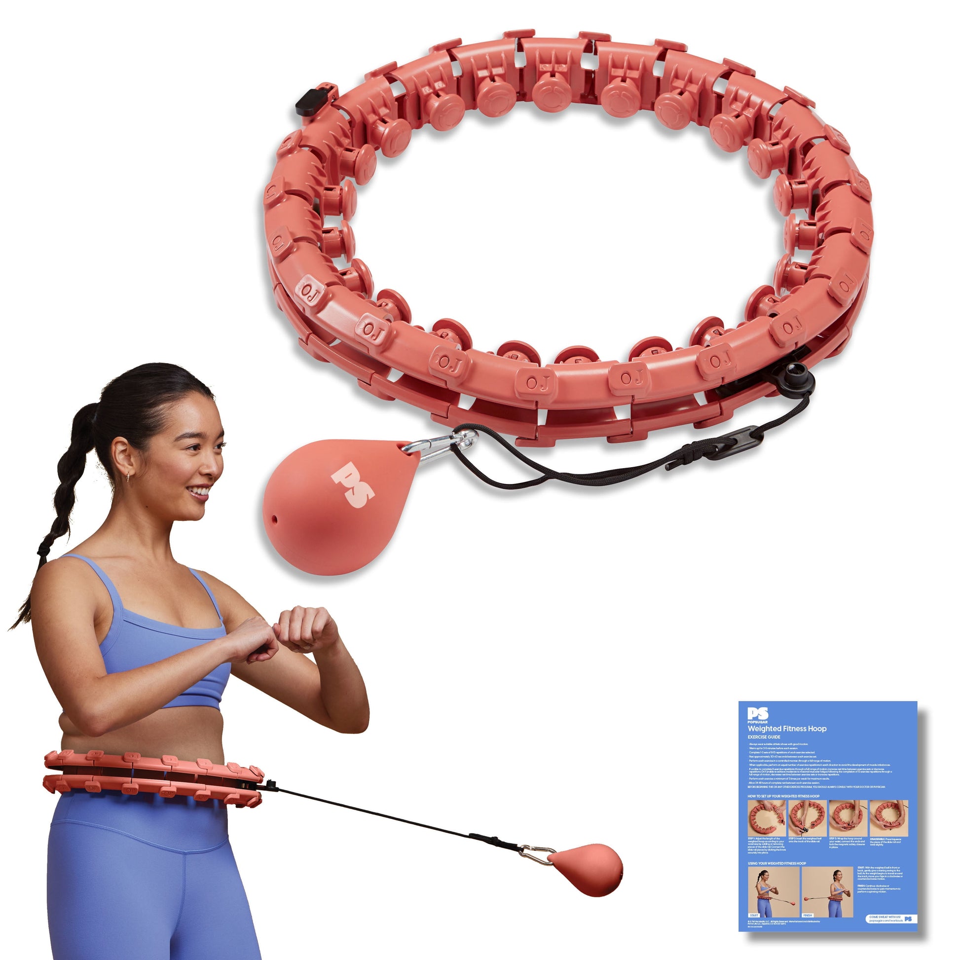 Get Fit and Have Fun with Our Adjustable Coral Fitness Hoop + Weighted Ball! 🌟💪 #FitnessGoals #HulaHoopChallenge