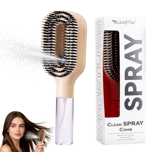 2-In-1 Detangler Brush, Hair Brush with Water Spray | Detangling Brush with Built-In 50Ml Water Mister, Brush with Water Spray Helps Reduce Frizz for Curly, Thick & Fine Hair