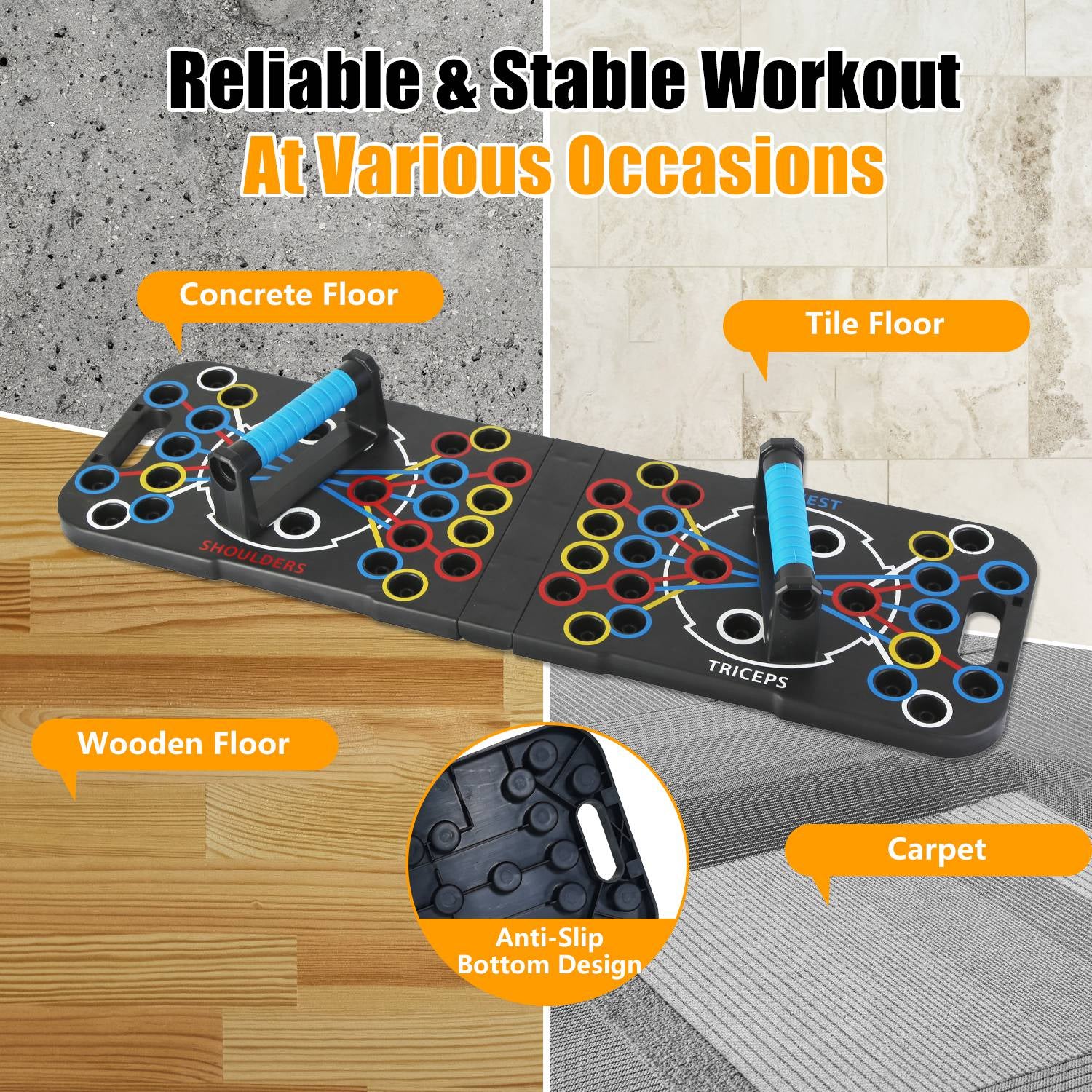 Multifunctional Push up Board Home Strength Training Equipment with 15 Fitness Accessories Pilates Bar Resistance Band Roller Wheel Full Body Workout Home Gym Equipment